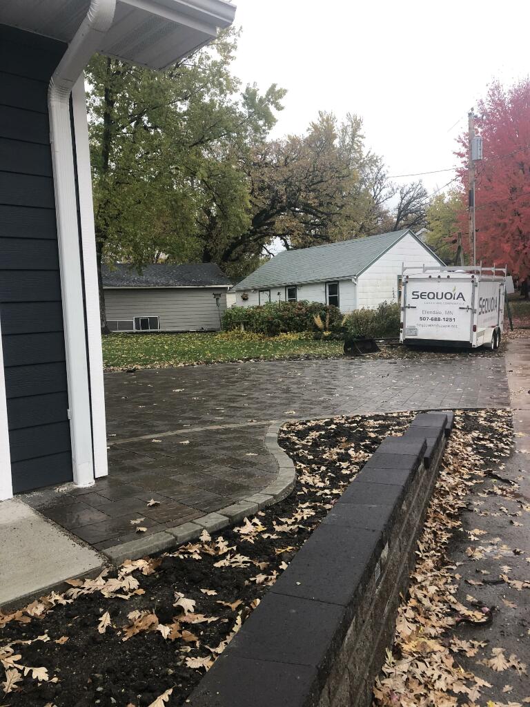 Permeable Pavers Connecting Driveway to Garage Side Door Sequoia Trailer