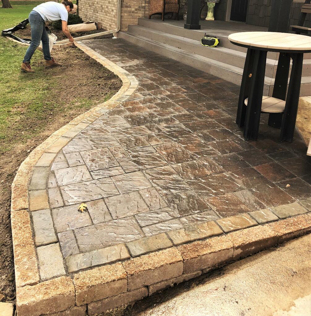 Paver Walkway and step by Sequoia Landscape
