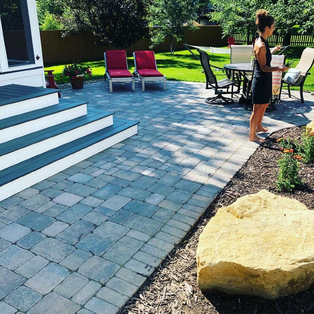 Pavers and Boulders by Sequoia Landscape
